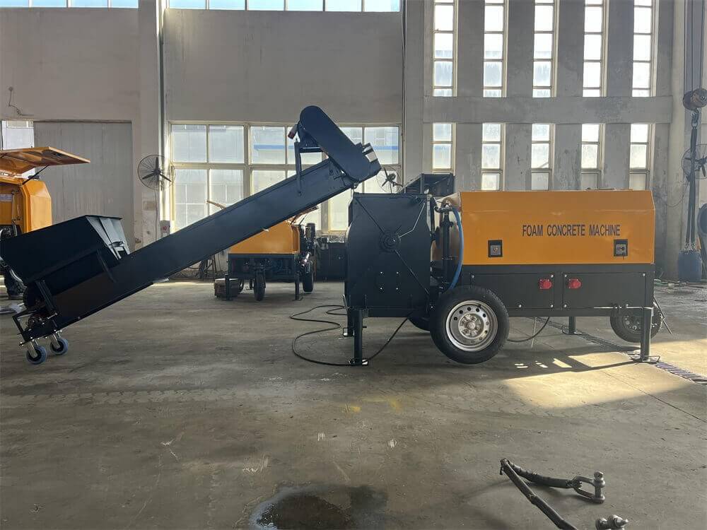 Foam concrete mixer and pump to pour wall